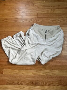 Cream Half-Zip Fleece Lounge Pants